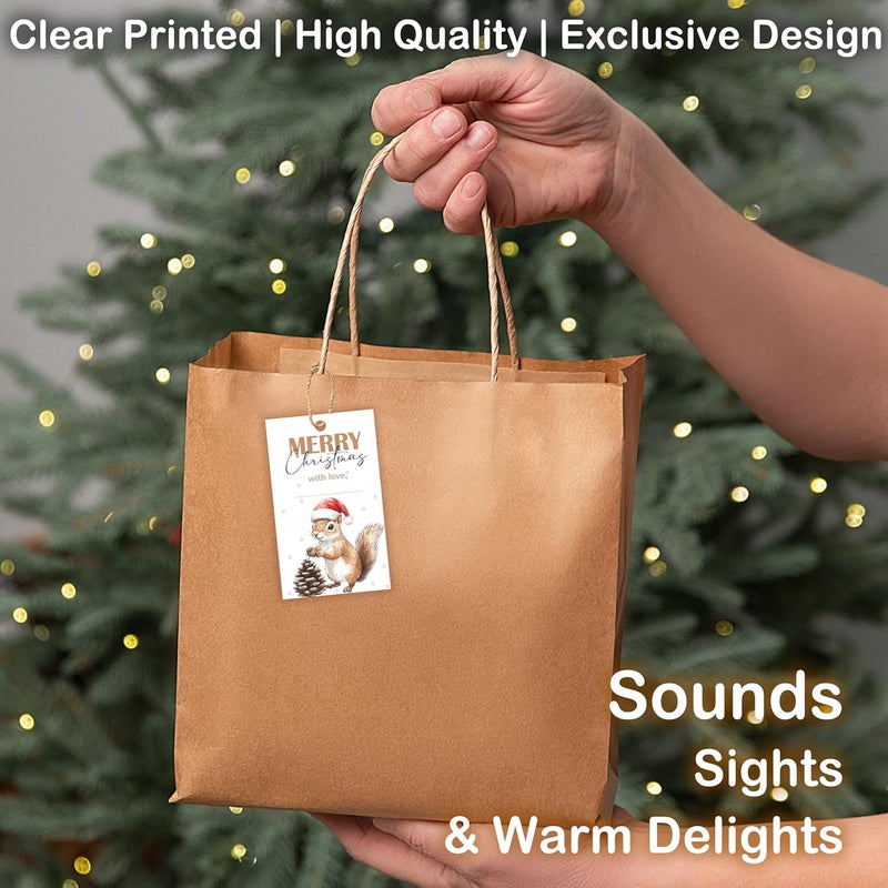 HandEasy 40 Pcs Christmas Gift Tags, 2.1"×3.5" Merry Christmas Tree Paper Tags with String, Hanging Presents Label Wrapping for Party Favor Decorations, 4 Styles - A03 - Image 5